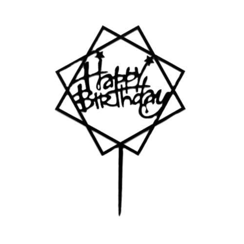 Happy Birthday Squares Acrylic Cake Topper - Black